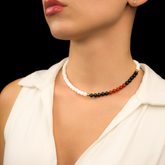 Women's Focus & Creativity Choker with White Agate, Blue Tiger Eye, Carnelian and Silver